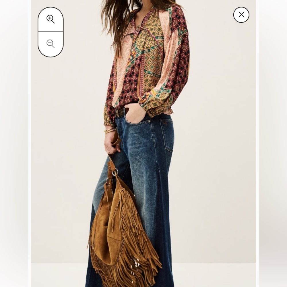 New ba&sh Women’s Faith Mixed Print Lace Up Blouse - Picture 5 of 16